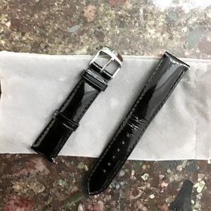 Michele black patient leather watch band